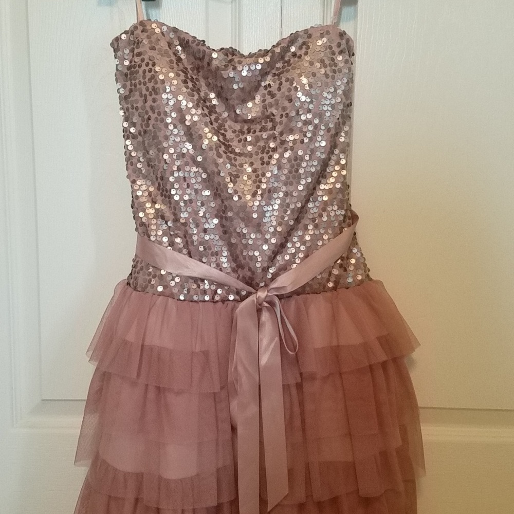 Pink Sequins Homecoming Dress